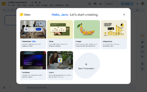 Google support screenshot for Gemini presentation generation in Google Slides